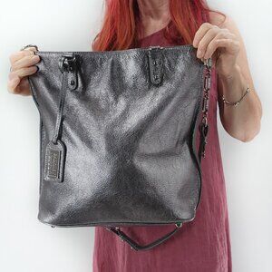 Badgley Mischka Metallic Silver Tote Bag